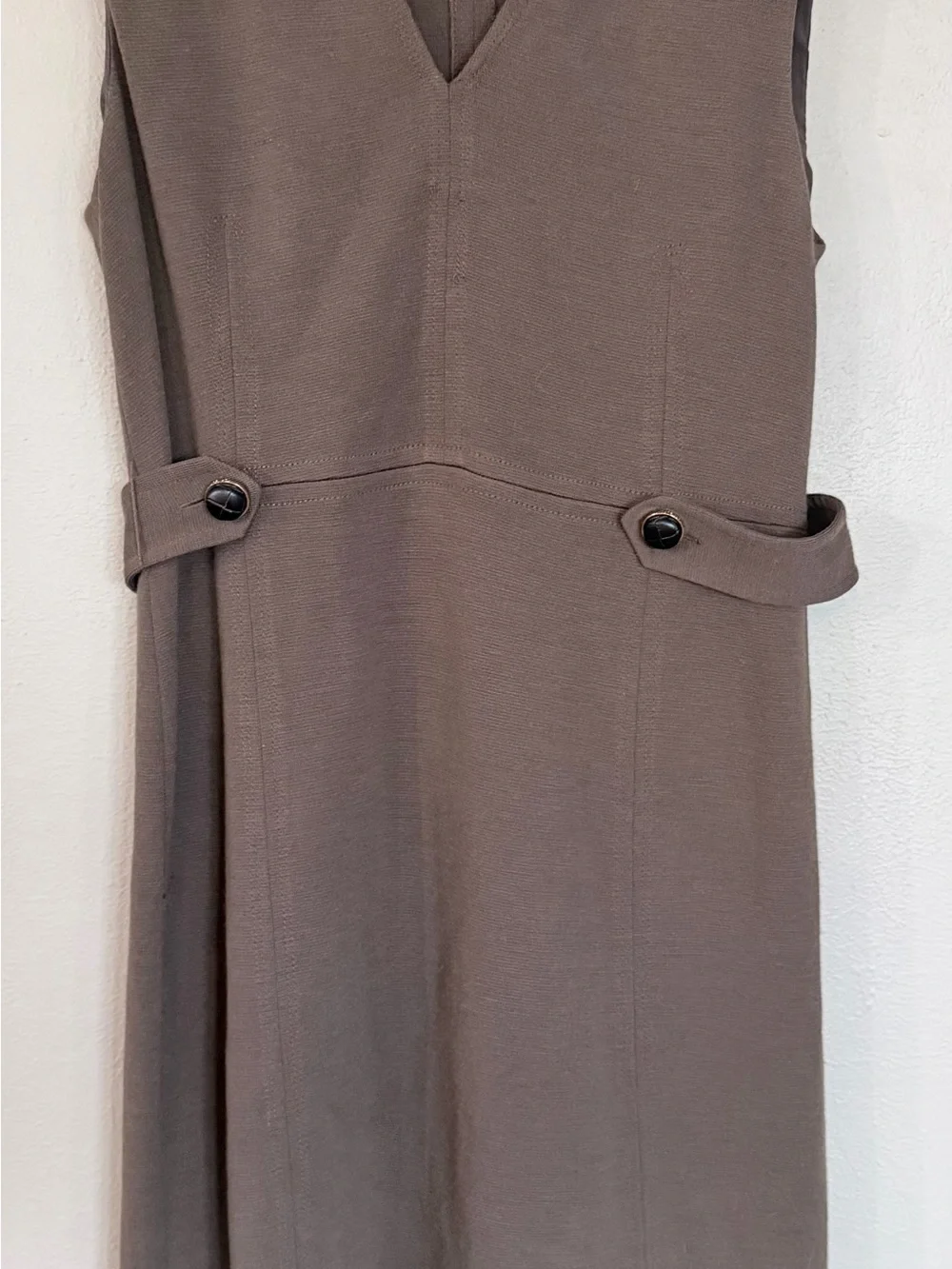 Tory Burch Sleeveless V-Neck Midi Dress in Taupe